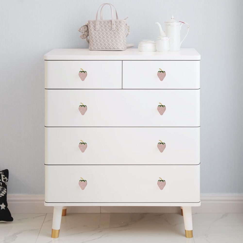 Strawberry Decor Kitchen Knobs, Drawer Handle Pull for Cupboard Dresser Wardrobe Door Home Furniture Hardware Single Hole Handle 4PCS