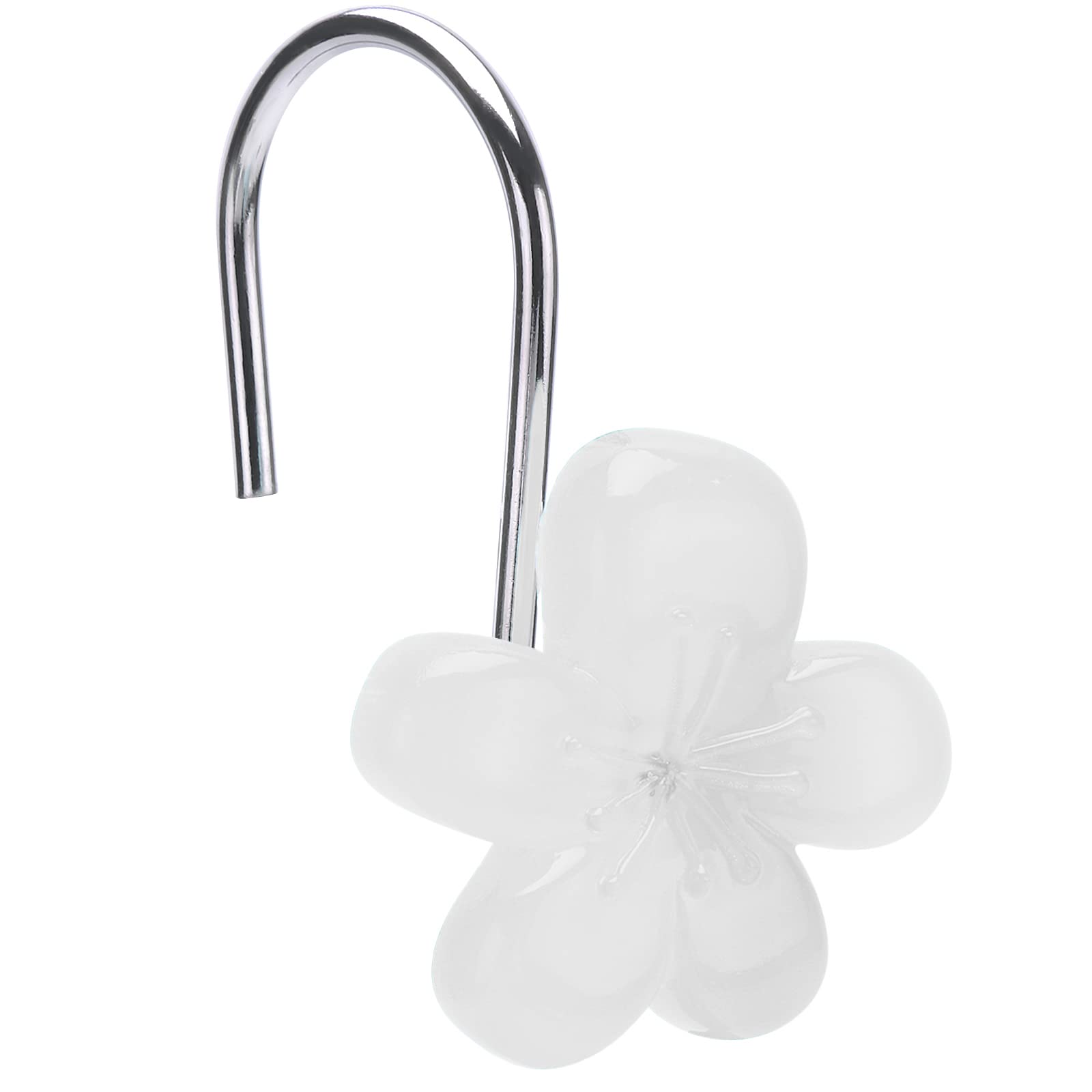 Pretty Floral Themed Cute Flower Shower Curtain Hooks - Glow in The Dark Elegant Bathroom Decor