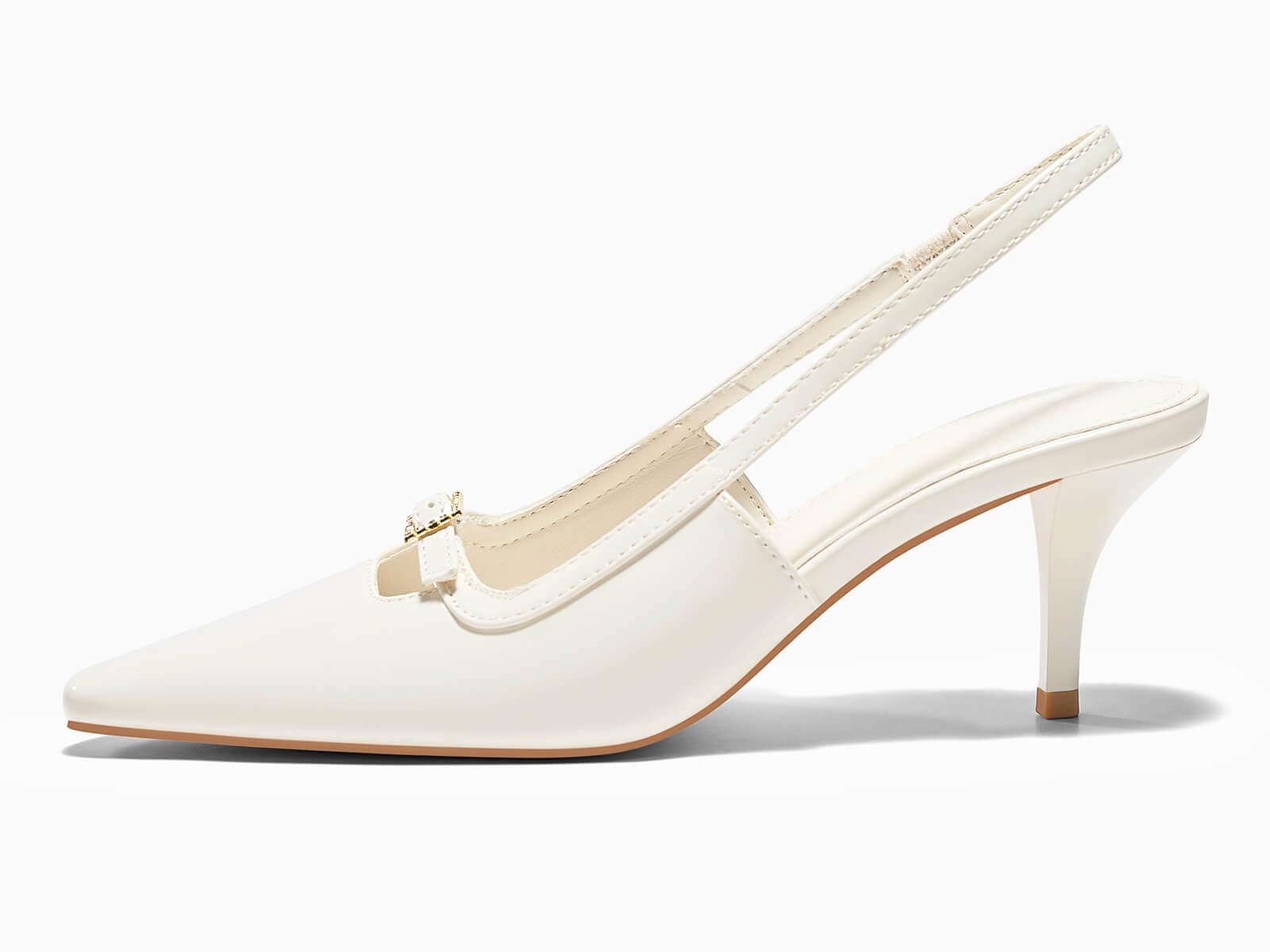 Womens Kitten Heels Slingback Dress Shoes Buckle Office Work Pumps Shoes