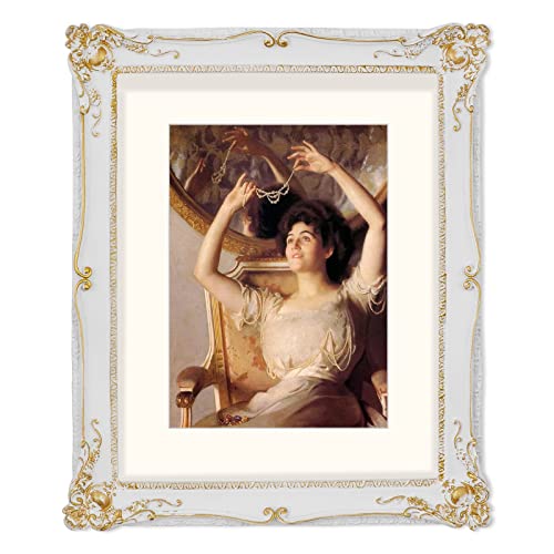 Picture Frame Antique Frame 8x10 Vintage Photo Frames 11 x 4 in with Gold Trim, Wall and Tabletop Picture Frames