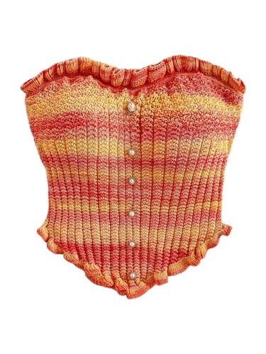 Women's Pearl Strapless Tops Summer Asymmetrical Tube Tops