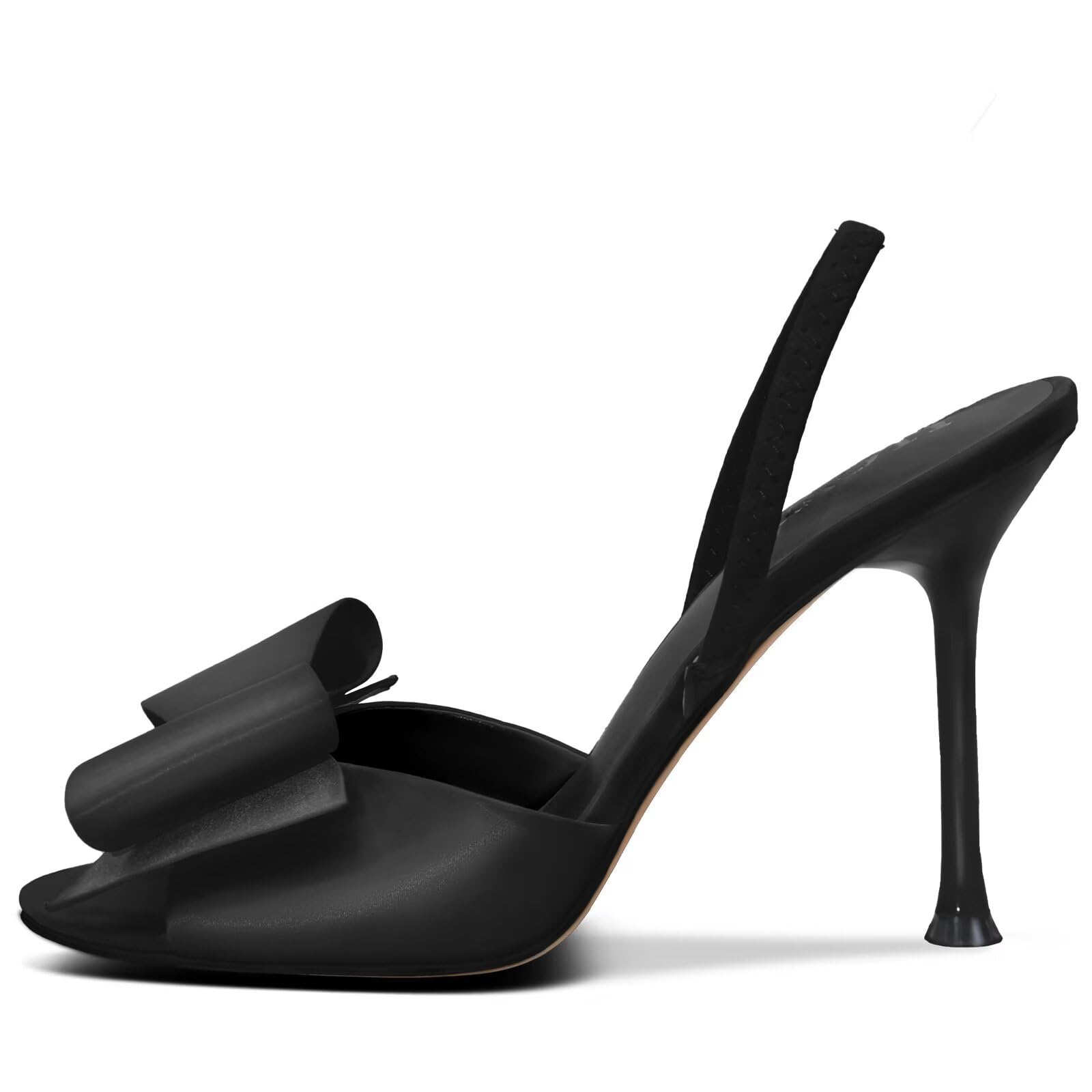 Satin High Heels Slingback Open Toe Mules Sandals Bow Stiletto Sexy Heels Comfortable Party Shoes