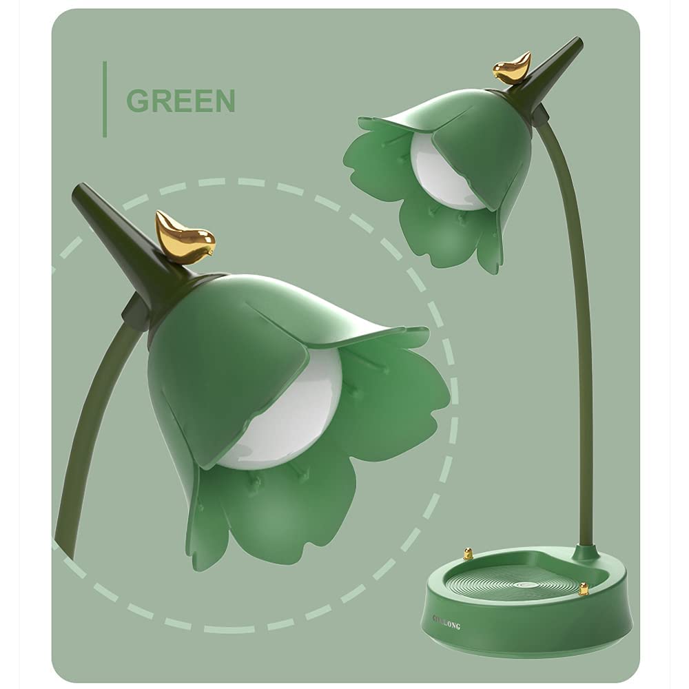 Flower LED Desk Lamp Cordless Table Light Adjustable Gooseneck Dimmable Touch Rechargeable Battery Student Bedroom Room Lighting Table Light House Decor