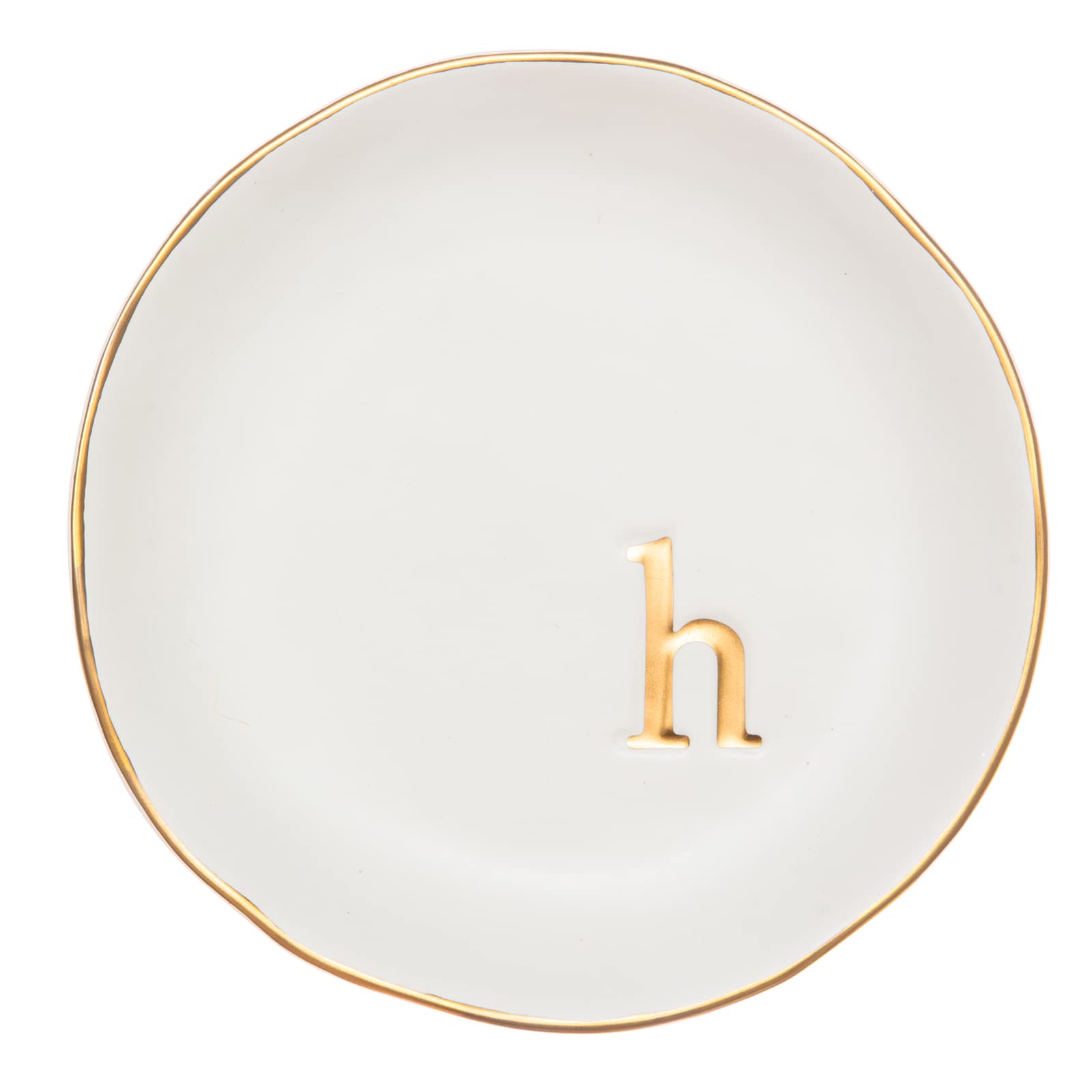 Ceramic  Initial Jewelry Tray, Decorative Trinket Dish 4.75"