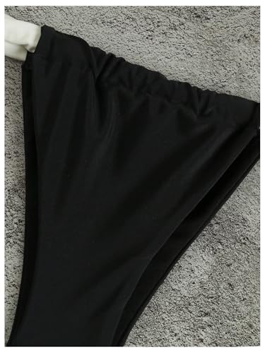 Women's Sexy 2 Piece Swimsuit Color Block Wide Strap Ruched Bikini Top and Thong Bikini Set