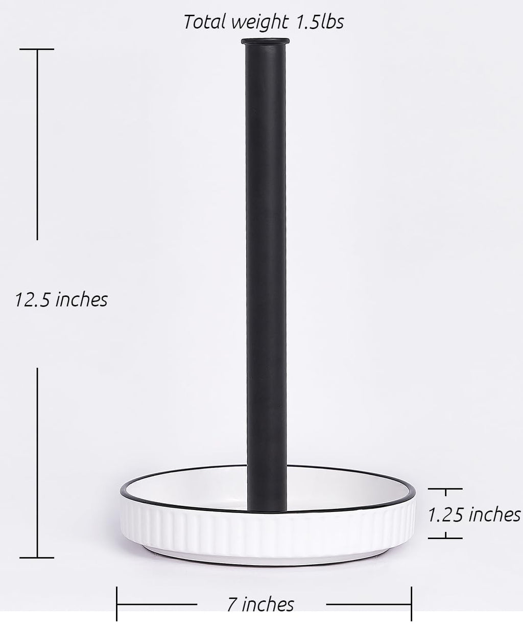 Stable Elegant and Durable Kitchen Roll Stand Paper Towel Holder Countertop, Ceramic Base