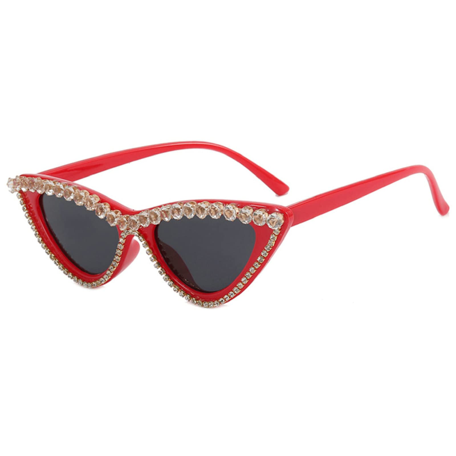 Coquette Bling Sunglasses Crystal Rhinestone Shades Retro Half Rim Women Cat Eyewear