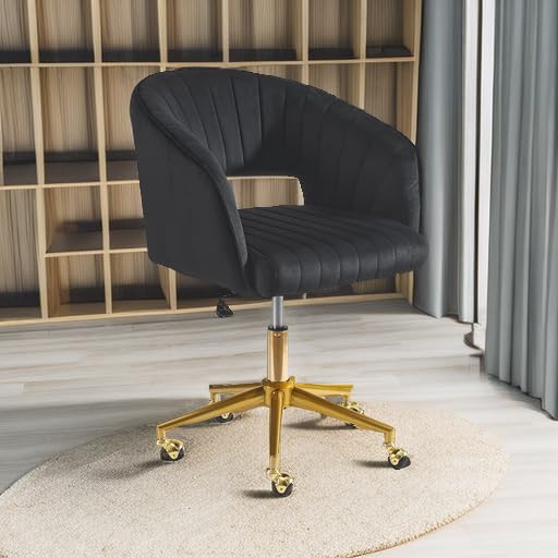Vanity Velvet Chair, Upholstered Chairs with Adjustable Swivel Wheels