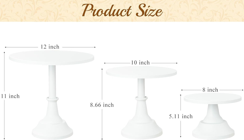 Cake Stand, Cake Stand Set Disc Diameter 8" 10" 12", Perfect Dessert Table Display Set, 3 Pcs