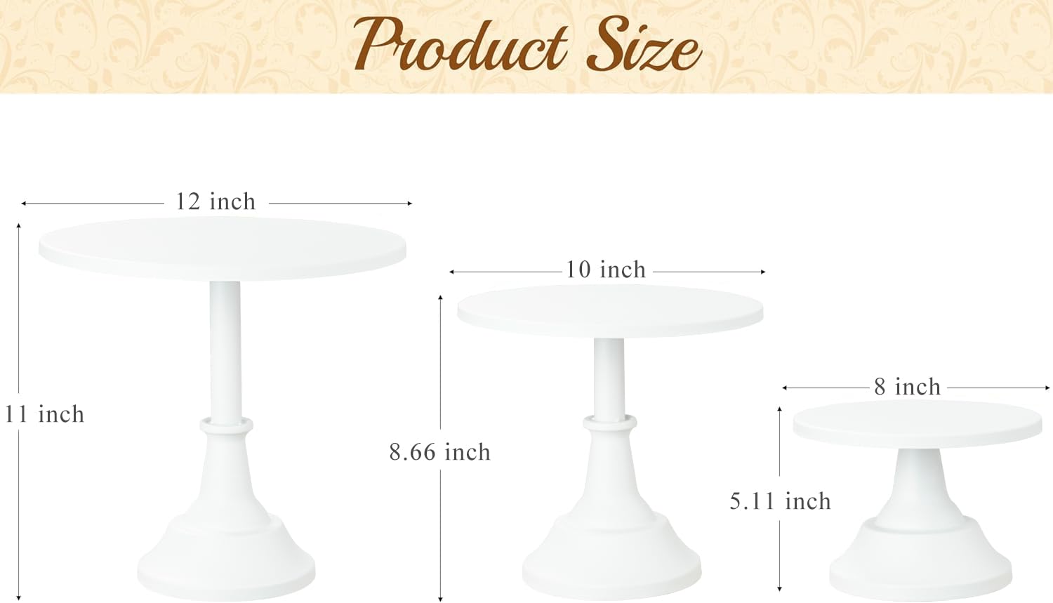 Cake Stand, Cake Stand Set Disc Diameter 8" 10" 12", Perfect Dessert Table Display Set, 3 Pcs