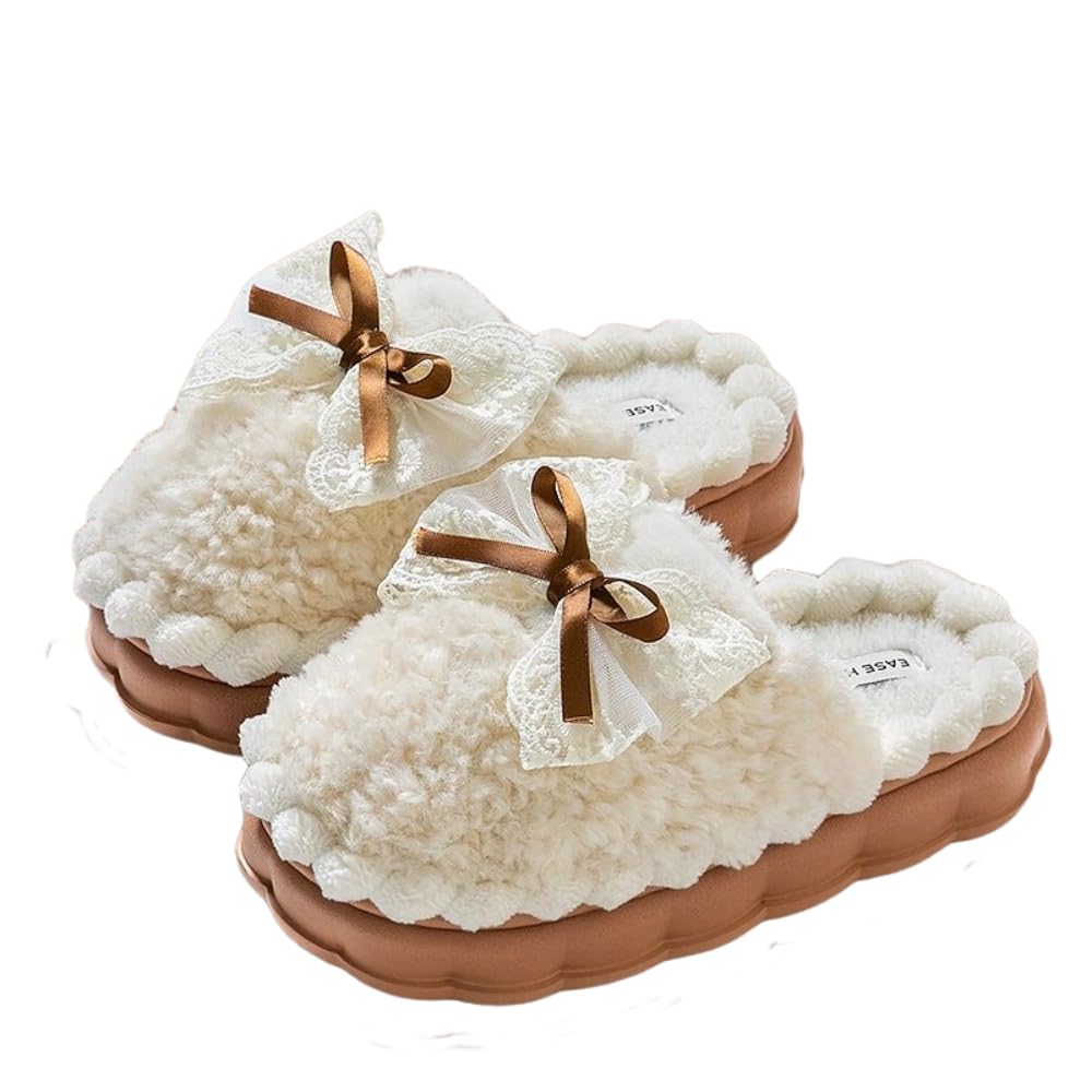 Cute Butterfly Fuzzy Women's Slippers Winter Fluffy Open Toe House Slippers Slip On Plush Bedroom Shoes