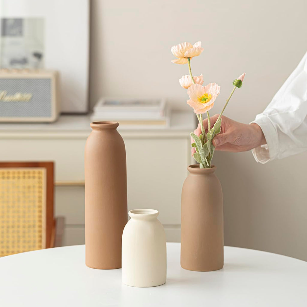 Tall Decorative Ceramic Vase Set, 3 Pieces