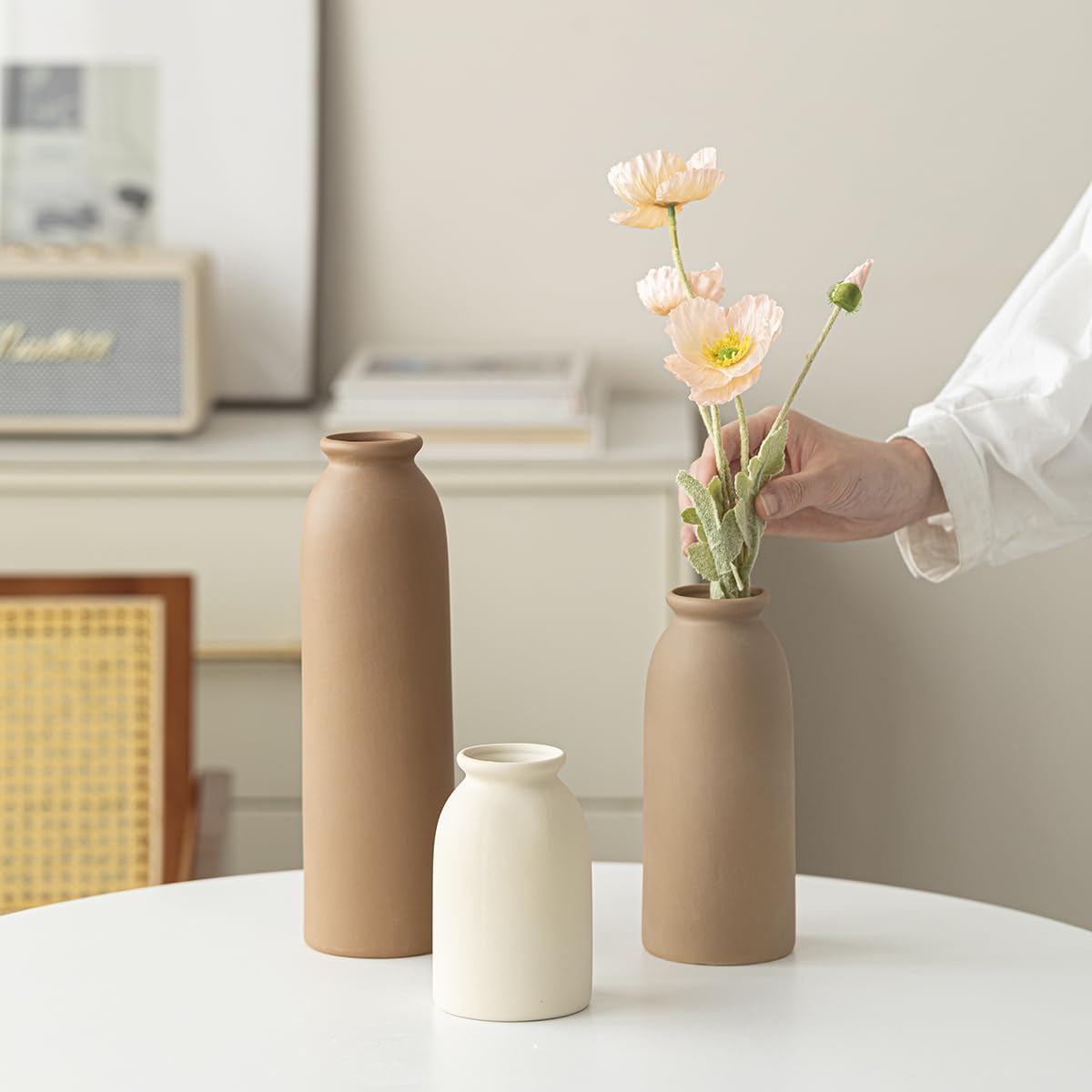 Tall Decorative Ceramic Vase Set, 3 Pieces