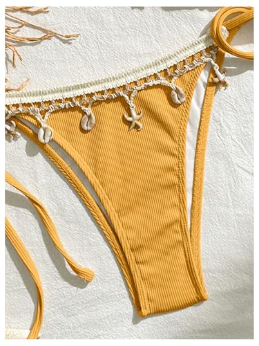 Women's 2 Piece Halter Triangle Bathing Suit Ribbed Bikini Swimsuits