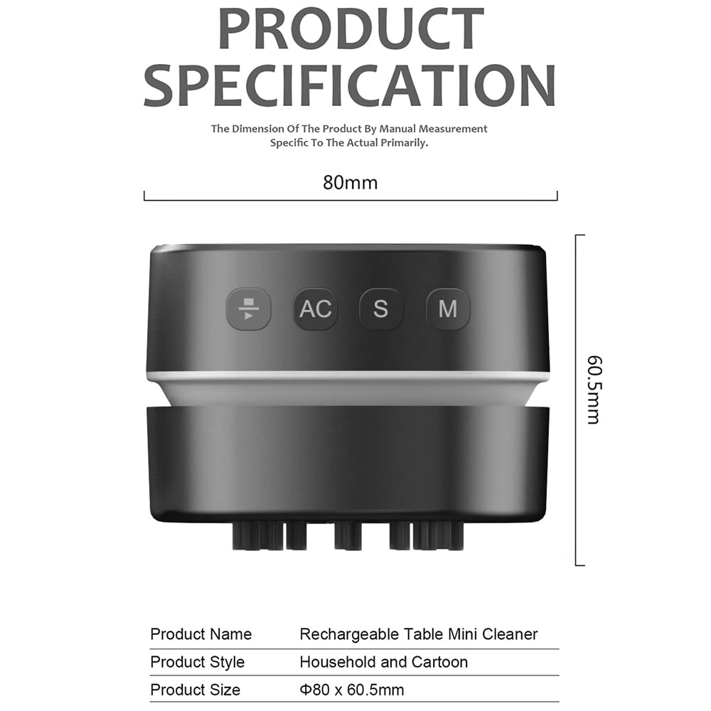 Desktop Vacuum Cleaner, Mini Table dust Sweeper Energy Saving, High Endurance up to 400 mins, Cordless & 360º Rotatable for Cleaning