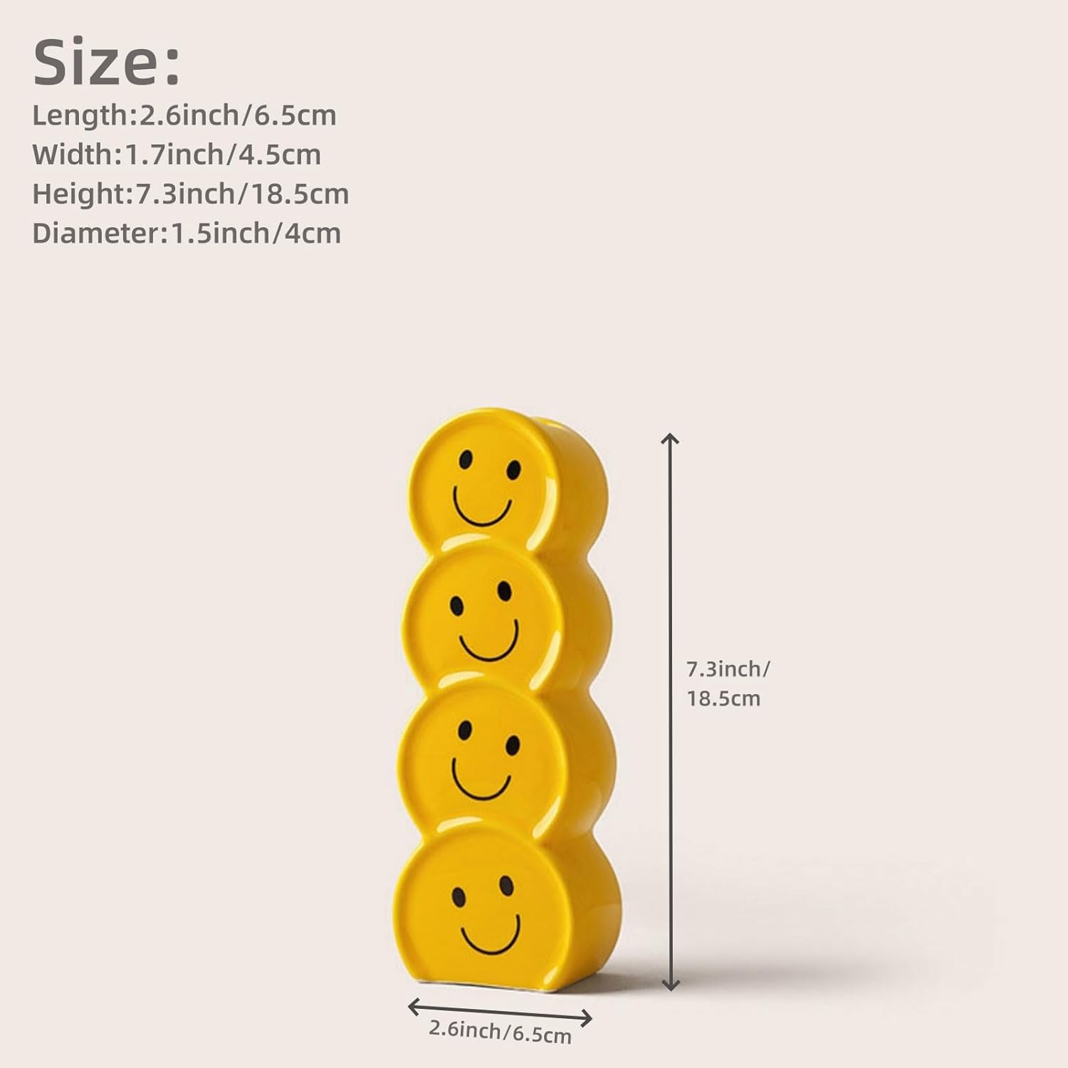 Smile Face Vase Yellow Ceramic Home Decor for Flowers and Plants,A Happy and Creative Small Vase Suitable for Modern Style, Good Mood.