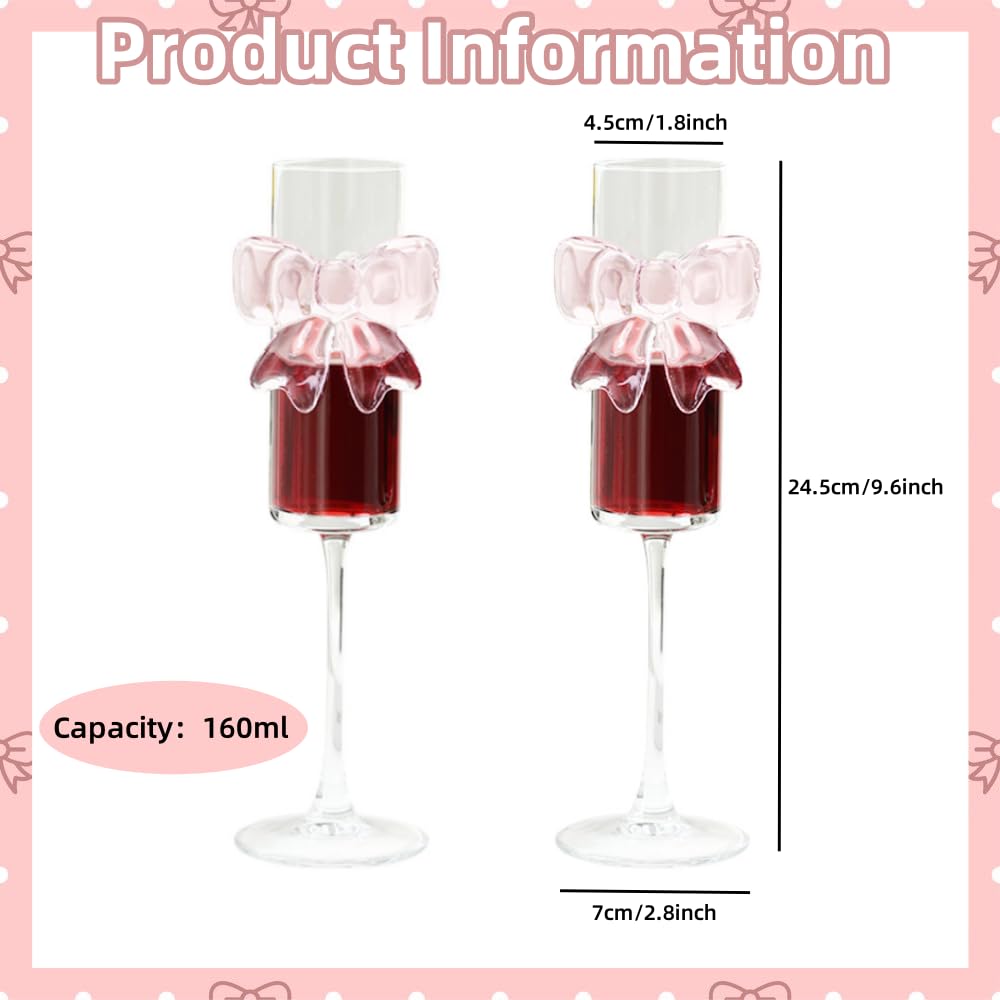 Coquette Two Pack Pink Bow Champagne Glasses