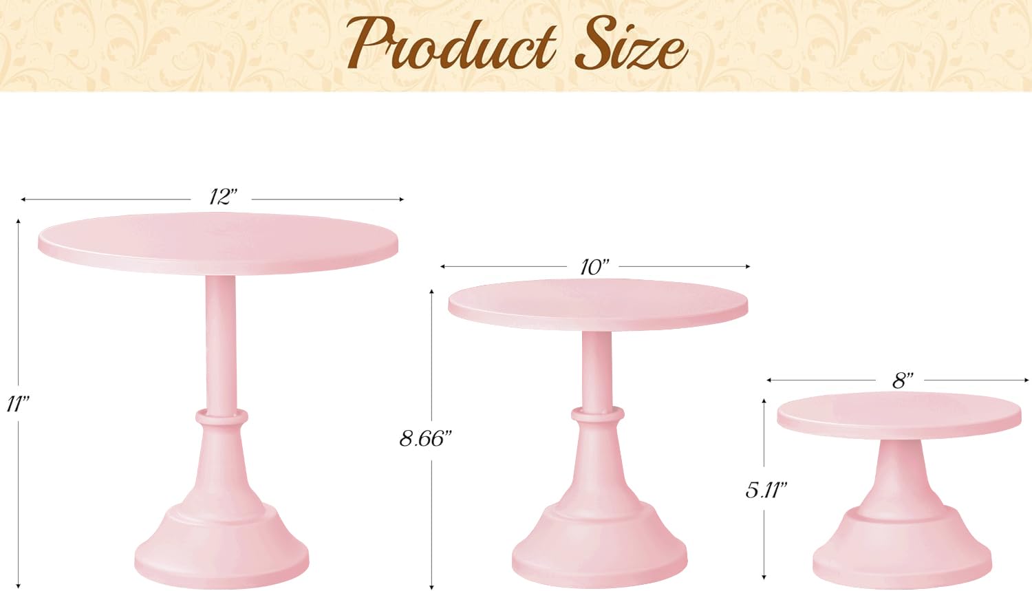 Cake Stand, Cake Stand Set Disc Diameter 8" 10" 12", Perfect Dessert Table Display Set, 3 Pcs