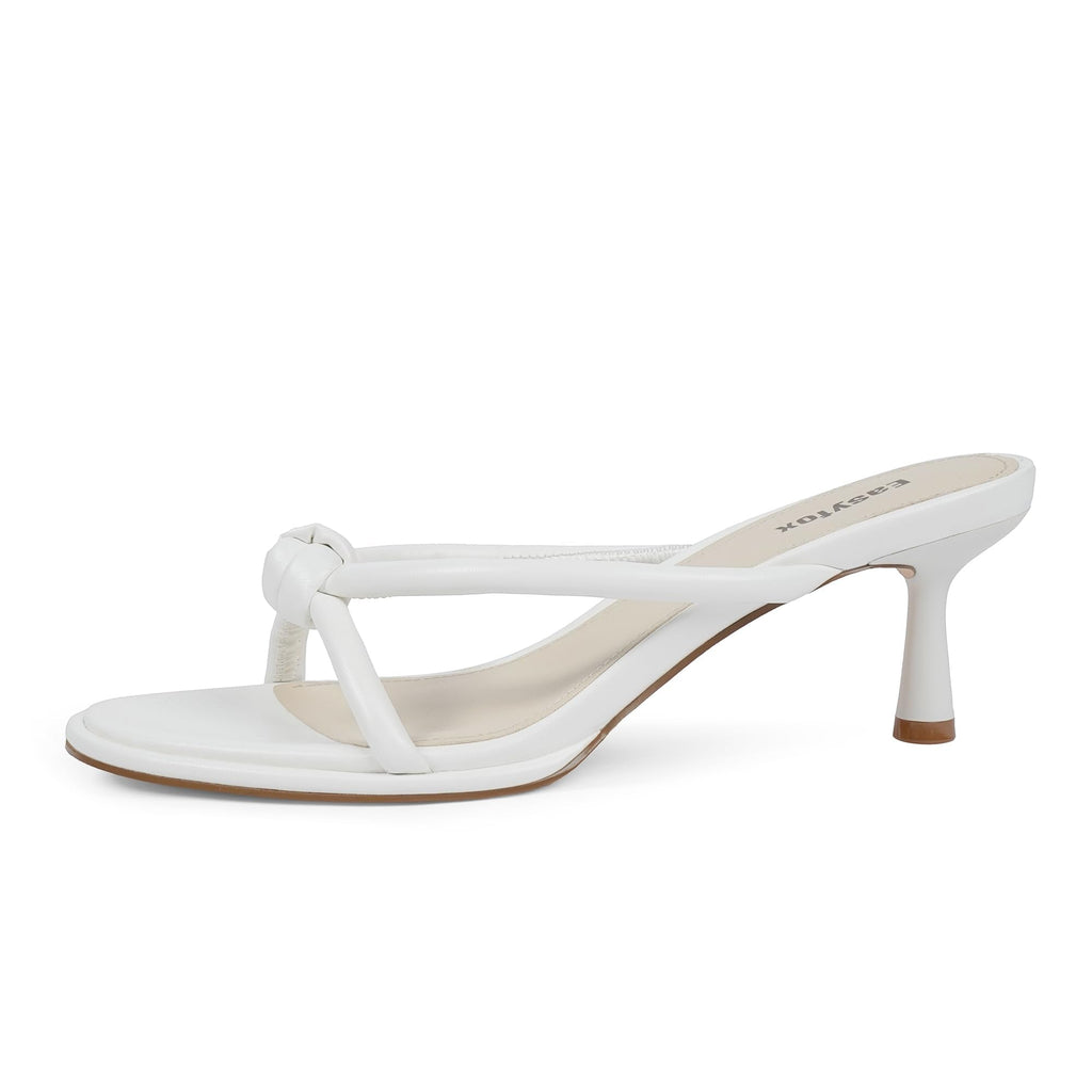 Womens Heeled Sandals Rounded Open Toe Kitten Heels Slip on Bow Mules Sandals