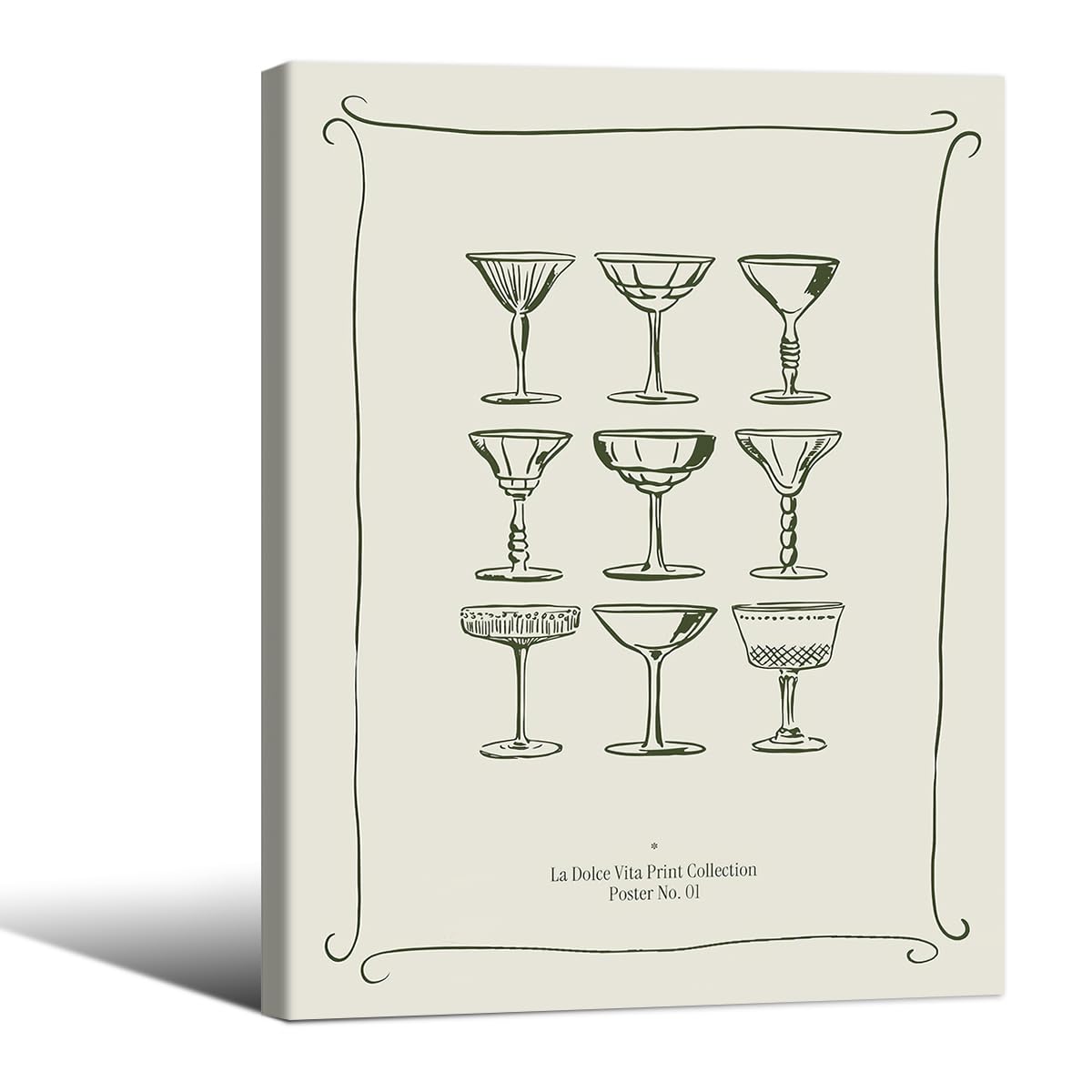 Cocktail Poster Alcohol Drink Wall Art Preppy Bar Cart Canvas Prints for Funky Bar Kitchen Wall Decor