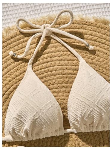 Women's Textured Triangle Bikini Two Piece Swimsuit Thong Bikini Set High Cut Bathing Suits