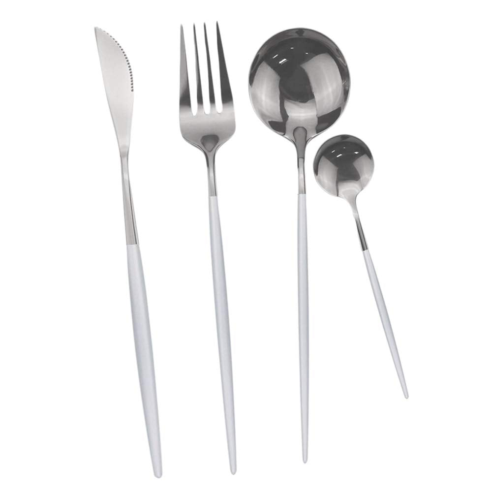 Stainless Steel Knife Fork Spoon Teaspoon Silverware Set, 24-Piece Flatware Set,