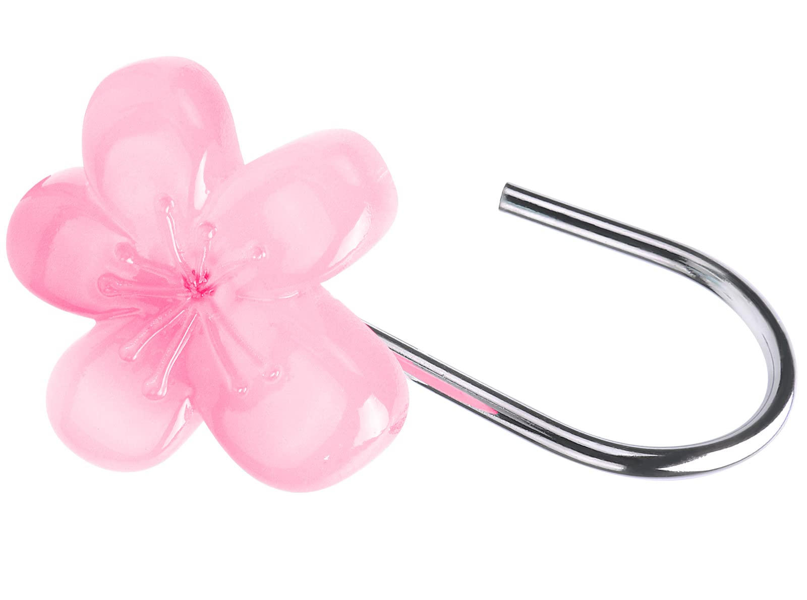 Cute Flower Shower Curtain Hooks, Pretty Floral Themed Elegant Bathroom Decor