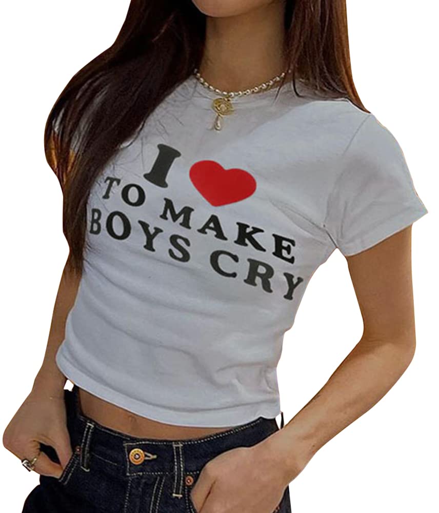 Y2k Graphic Baby Tees Summer Crop Top for Women
