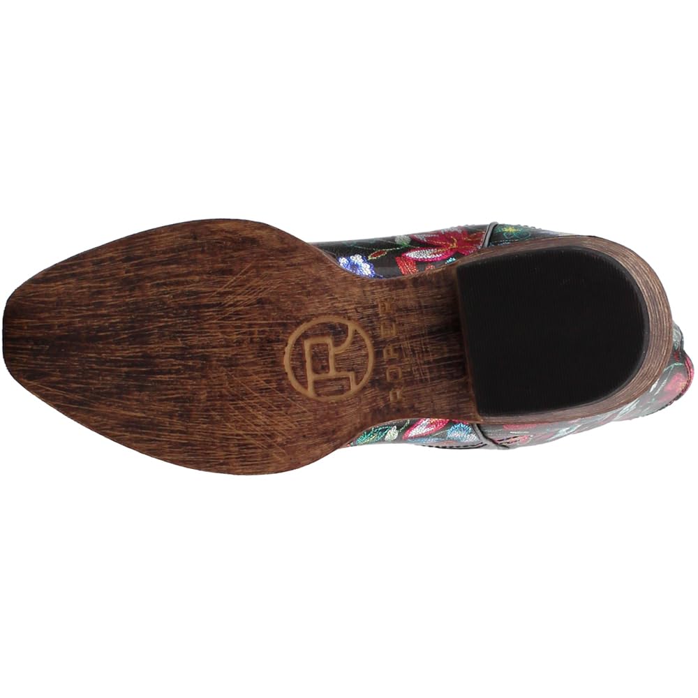 Womens Ingrid Floral Metallic Snip Toe Casual Boots Ankle Low Heel 1-2"