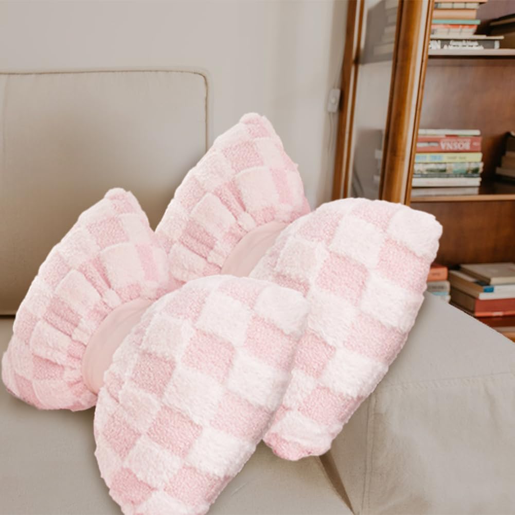 Two Pcs Big Bow Pillow Shaped Cushion Plush Car Lumbar Pillow Aesthetic Home Decor Throw Pillows for Room Bed Sofa Couch Decor