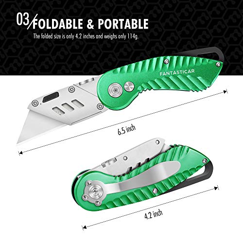 Folding Utility Knife, Cute Metal Box Cutter with Extra 5 Sharp Blades, Quick Blade Change, and Preminium Gift Packaging, for Cardboard Opener, Paper Cutter