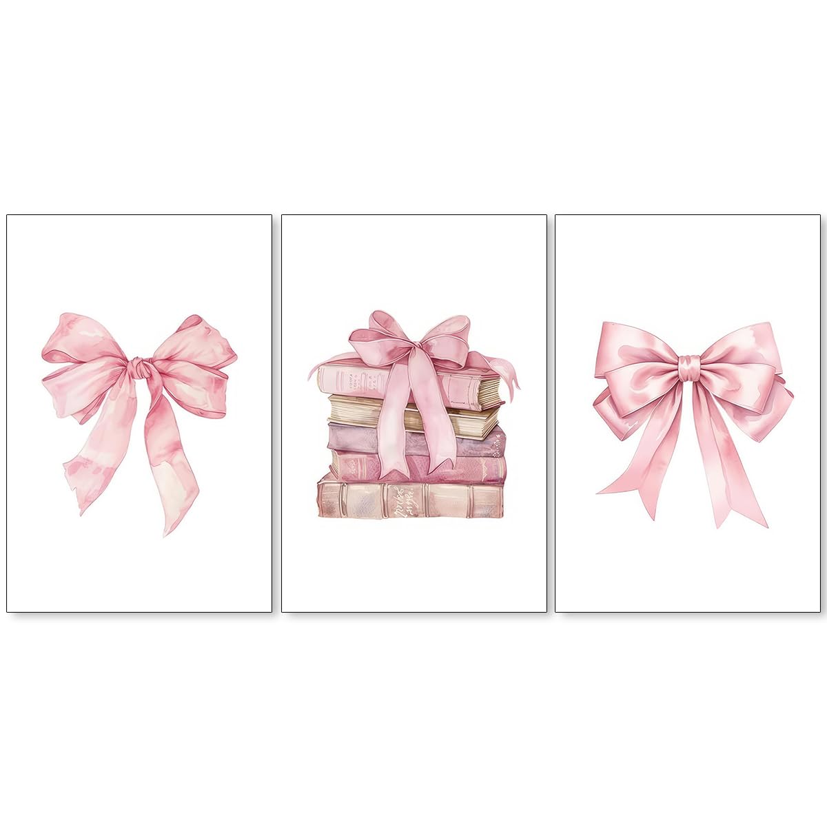 Coquette Bow Aesthetic Poster Preppy Wall Art Set of 3 Trendy Cute Canvas Prints