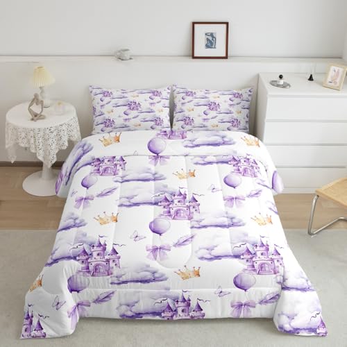 Cartoon Bowknot Comforter Set Pink Bow Tie Butterfly Knot Princess Bedding Set Floral Bow Comforter