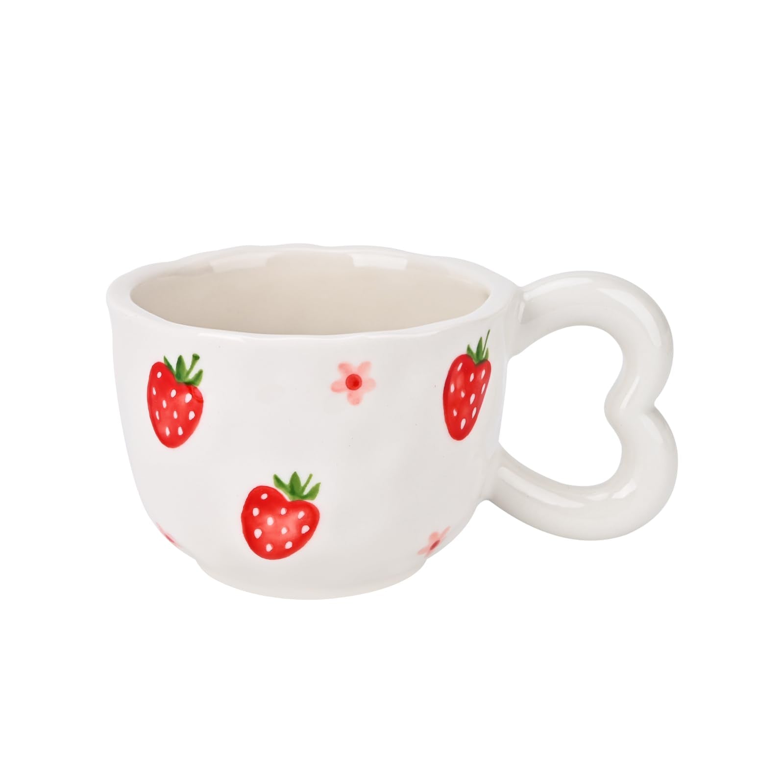 Ribbon Bow Ceramic Mug, Cute Creative Heart Handle Mug Design, 10.5 oz/300 ml