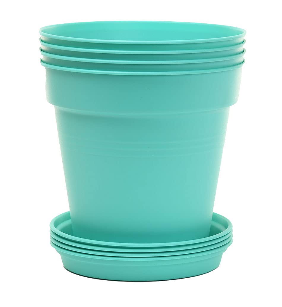 Home Garden Pots 4pk - Flowers, Herbs, Plants, Indoor, Outdoor, Colorful, 13cm Diameter (5in))