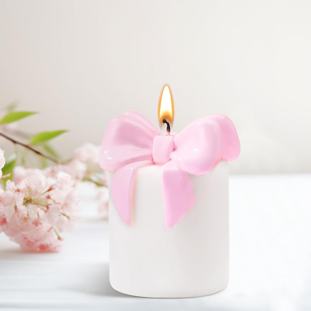 Small Pink Bow Candle Cute Freesia Scent Soy Wax Bow Knot