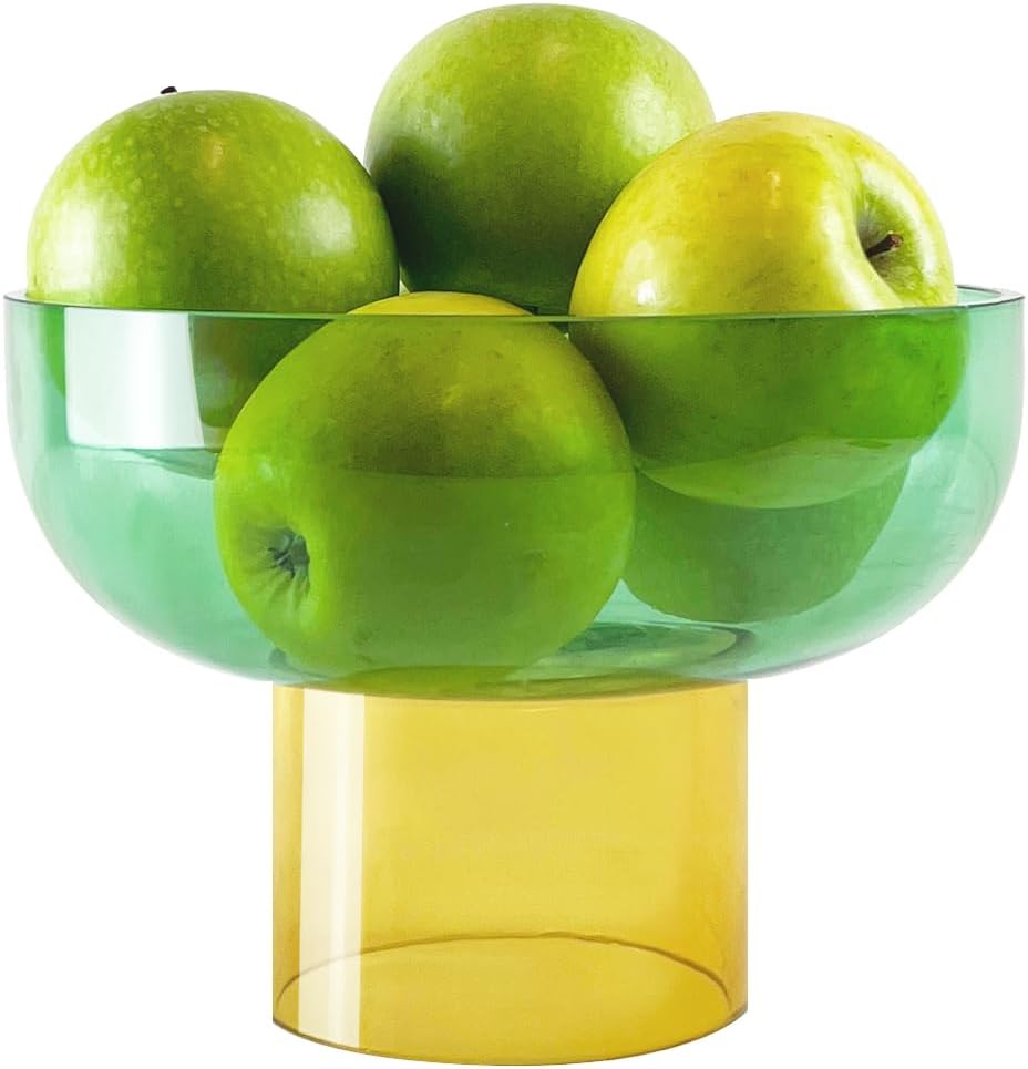 Green and Yellow Reversible Decorative Glass Bowl