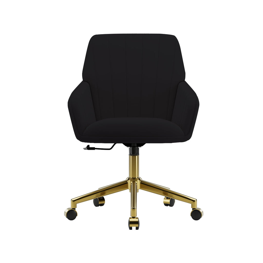 Velvet Modern Cute Chair with Back, Height Adjustable Upholstered Vanity Chair with Swivel Wheels