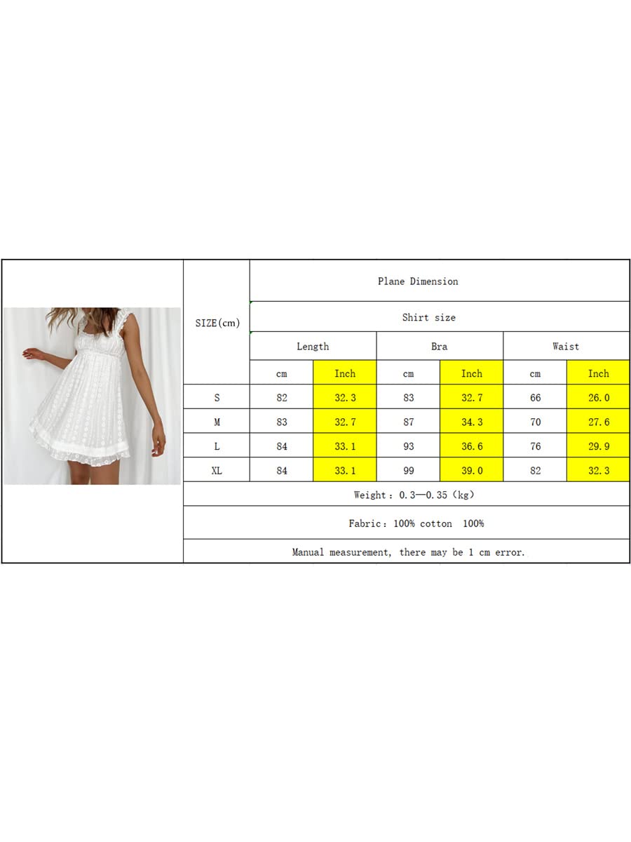 Womens Summer Sleeveless Floral Embroidery Loose A-line Dress for Beach Club Party