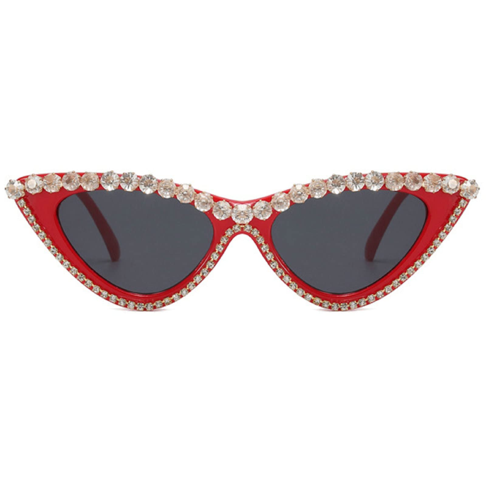 Coquette Bling Sunglasses Crystal Rhinestone Shades Retro Half Rim Women Cat Eyewear