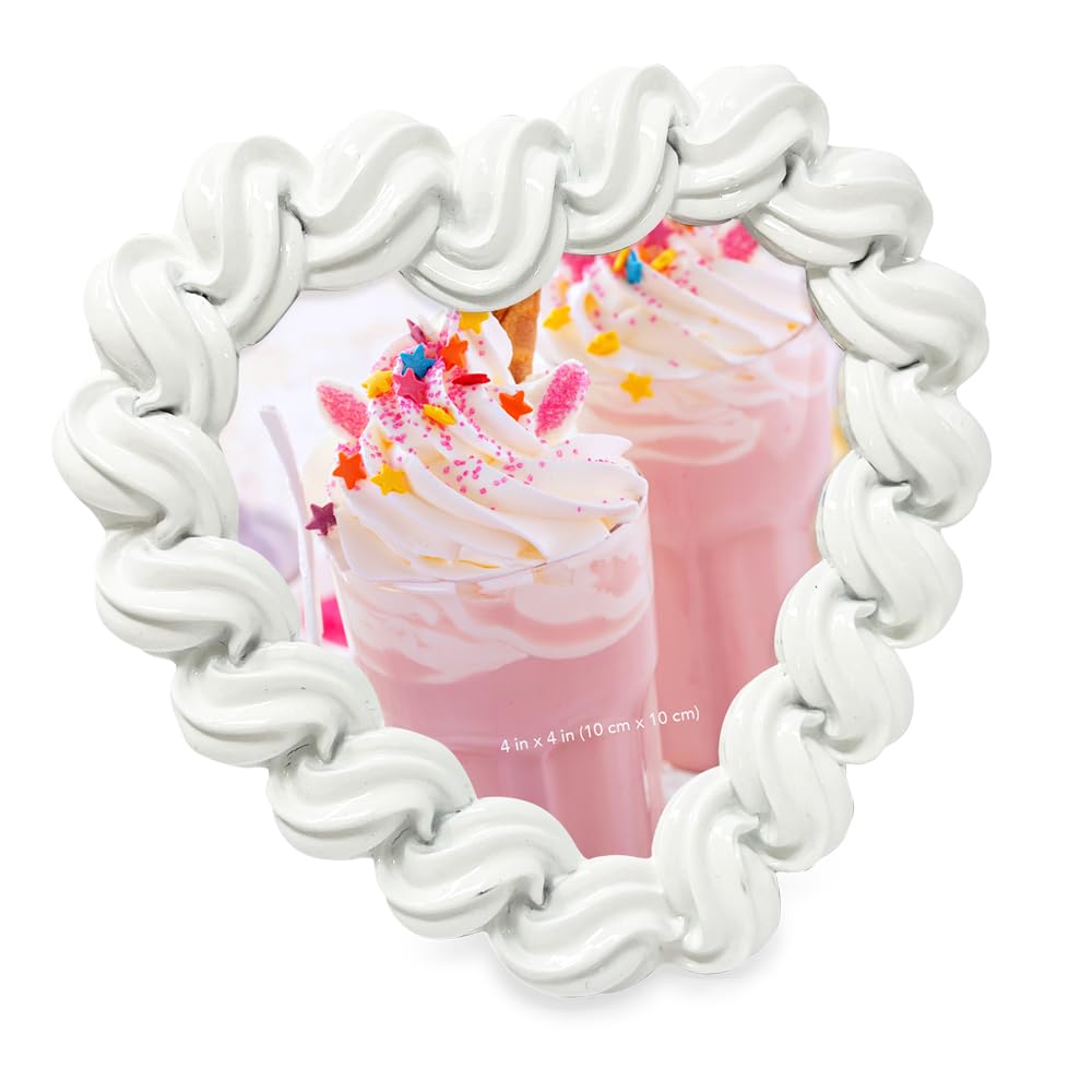 Glossy Frosting Heart-shaped Picture Frame with Easel & Hook for Tabletop & Wall Display, Decorative Art Design