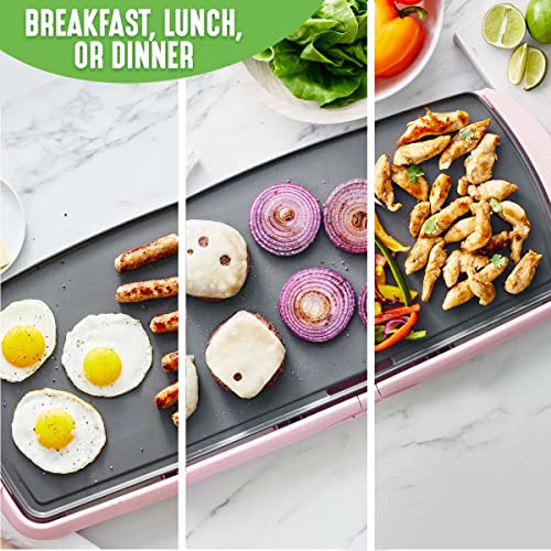 Extra Large 20â€?Electric Griddle, Non-Toxic PFAS & PFOA-Free Ceramic Nonstick, Temperature Control, Quick Even Heating, Removable Drip Tray, Pancakes, Eggs, Sausage, Easy Clean
