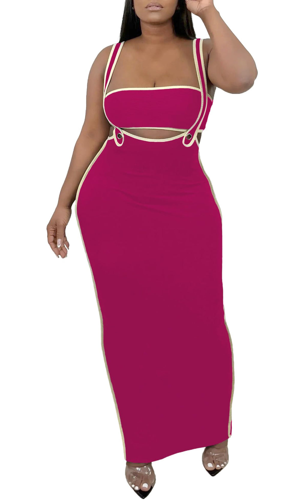 Women 2 Piece Outfits for Women Summer Tube Crop Tops Sexy Bodycon Dresses Maxi Skirt Sets Vacation Jumpsuits Club Outfits