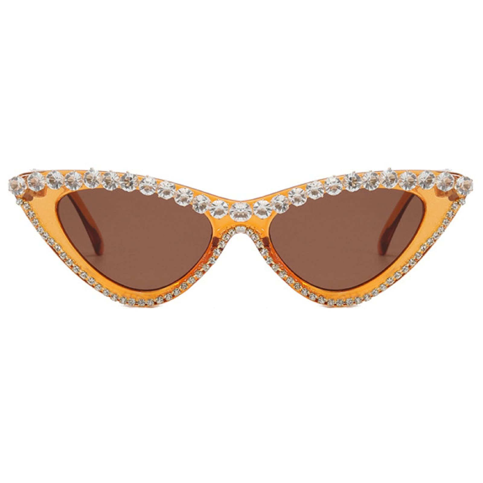Coquette Bling Sunglasses Crystal Rhinestone Shades Retro Half Rim Women Cat Eyewear