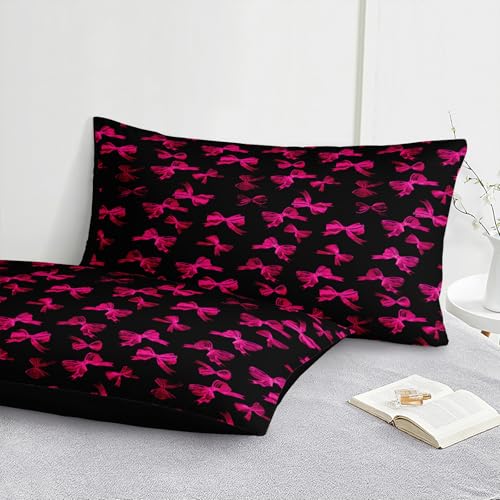 Pink Bowknot Comforter Set 4 Pcs Bow Tie Princess Bedding Blush Red Cherry Bed Quilt