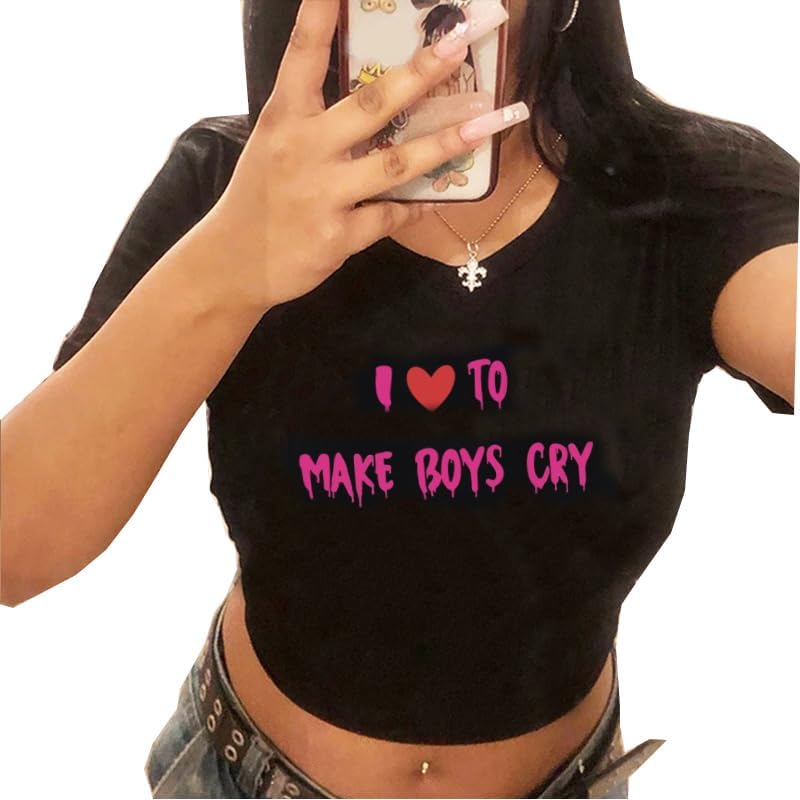 Girls Baby Tees Y2k Funny Graphic Short Sleeve Y2K Short Sleeve Graphic Crop Tops