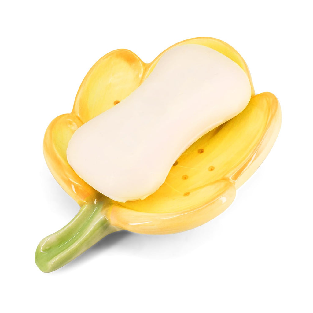 Ceramic Flower Soap Dish Holder for Bathroom