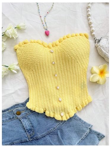 Women's Pearl Strapless Tops Summer Asymmetrical Tube Tops