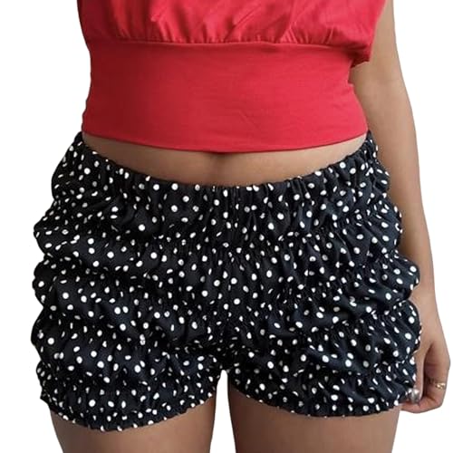 Women Y2k Ruffle Bloomer Shorts Slim Fit Sexy Smocked Lolita Short Pants Pj Lounge Boxers Micro Shorts Bottoms