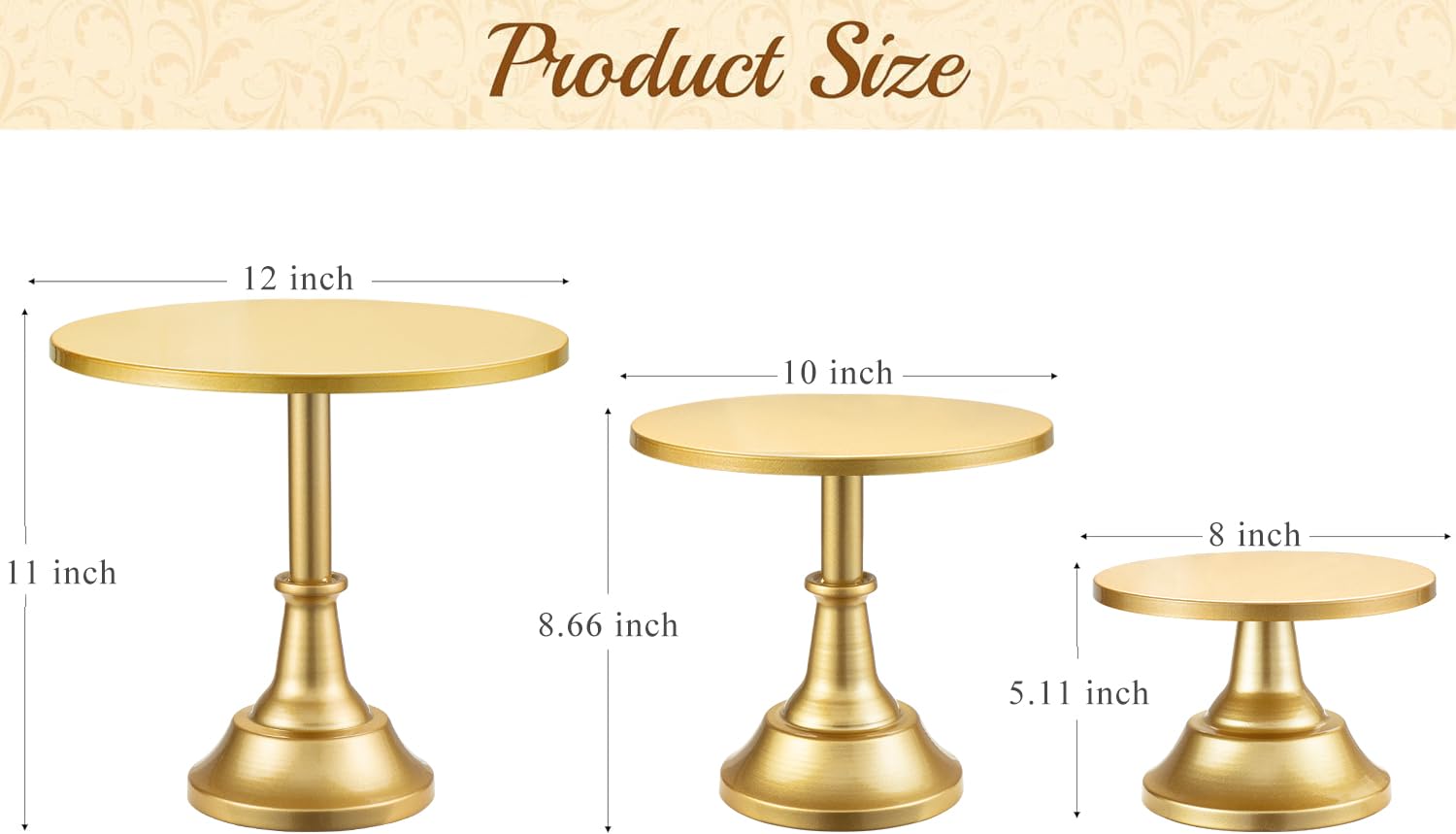 Cake Stand, Cake Stand Set Disc Diameter 8" 10" 12", Perfect Dessert Table Display Set, 3 Pcs